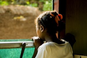 Girl at the Train Window enroute to Manakara, Madagascar